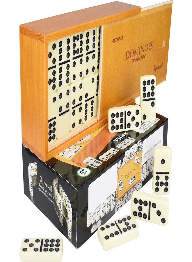 Queensell Dominos Game Double 9 - Dominos Set for Adults and Kids Ages 8 and up - Double Nine Dominoes Set, Classic Board Games - Domino Set for Family Game Nights - Double Nine Dominos Set 55 Tiles with Case - Image 4